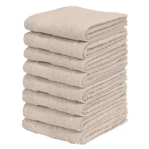 Мой дом Гостевые полотенца Ванесса, доступны как набор и серия, 8 гостевых полотенец, 30x50 см Полотенца с каймой, 100% хлопок, однотонные, мягкие My Home, кремовый