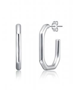 Серьги-кольца шестиугольной формы с покрытием из белого золота или 14-каратного золота Rachel Glauber, Silver