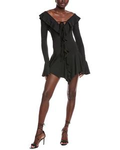JL LUXE Мини-платье с рюшами, черный