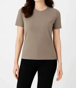 Футболка с коротким рукавом и круглым вырезом, цвет бежевый Angel Apparel