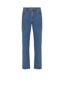 Синие джинсы прямого кроя из денима Balmain