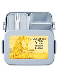 Mr. & Mrs. Panda Детский ланч-бокс Bentobox с изображением жирафа и надписью, пастельно-голубой цвет