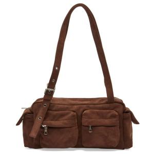 Сумка через плечо с карманом - средняя Samo Ondoh, Suede Brown