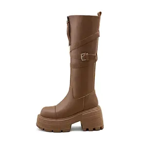 A poinsettia princess Высокие сапоги женские с тёплой подкладкой тёмно-коричневые, цвет Dark Brown Fleece-Lined