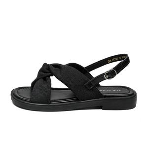 ZHR Женские сандалии на одной застежке черные, цвет Black