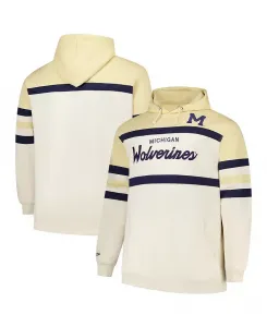 Мужская кремовая толстовка с капюшоном Michigan Wolverines Big Tall Head Coach Mitchell & Ness