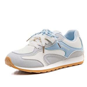 Нескользящие, износостойкие, дышащие низкие повседневные туфли для женщин WARRIOR, Gray/Light Beige/Blue