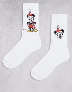 2 пары носков Disney с принтом Микки Санты белого цвета Asos Design