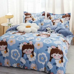 AVIVI Комплект постельного белья 1,8 м, 4 предмета, простыня, пододеяльник 200x230 см, цвет Aiwei - Sweet Huadu