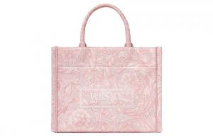 VERSACE Сумка-шоппер Barocco из холста, небольшая женская розовая