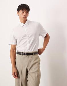 Рубашка из льняной смеси белого цвета Asos Design