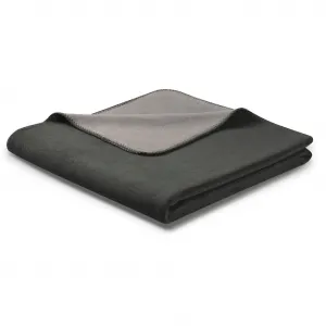 Плед двусторонний с декоративным швом, сделано в Германии Biederlack, антрацит/графит