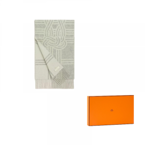 HERMES Шарф из кашемира Women's Ivory/Light Heather Gray