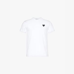 Футболка из хлопкового джерси с маленькой черной аппликацией в виде сердца Comme Des Garcons Play, белый