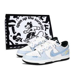 Nike Кроссовки для скейтбординга Dunk Black White, Starlight Beyond, устойчивые к истиранию, унисекс, светло-голубые