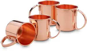 Кружки ECHTWERK (набор, 4 шт), медные кружки Moscow Mule, коктейльные бокалы, небьющиеся, 450 мл, 4 шт 13,7 см, медный