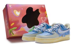 Кроссовки для скейтбординга Air Force 1 женские с низким верхом, синие/желтые/серые Nike