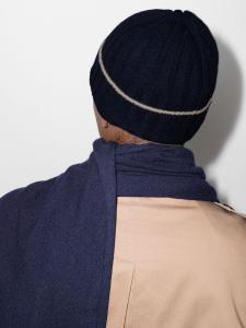 Brunello Cucinelli кашемировая шапка бини в рубчик, синий