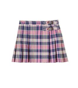 Клетчатая плиссированная юбка из хлопка Polo Ralph Lauren Kids, 167 Pink Yellow Navy Multi Pld