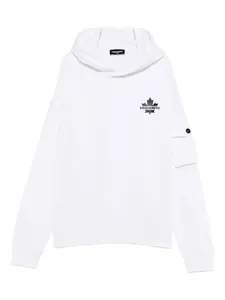 Толстовка с капюшоном и карманом в виде кленового листа DSQUARED2 KIDS, белый