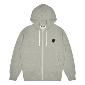 Куртка COMME des GARCONS PLAY Zip Hooded Sweatshirt With Black Family Heart 'Grey', серый