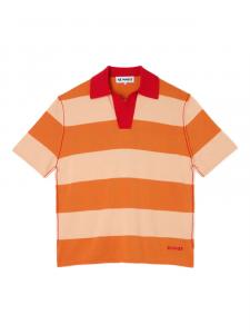 Sunnei полосатая рубашка поло с короткими рукавами, оранжевый