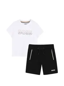 Комплект: футболка с кулиской и шорты Boss Kidswear, белый