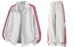 WARRIOR Куртка женская коллекции "Верхом на ветру", White Heather Gray+Gray with Red Stripes (Stripes Sports Suit)