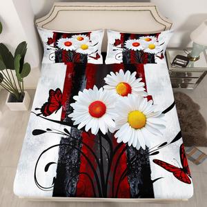 Erosebridal Комплект постельного белья King с омбре акварельным принтом в стиле масляной живописи, Daisy 02