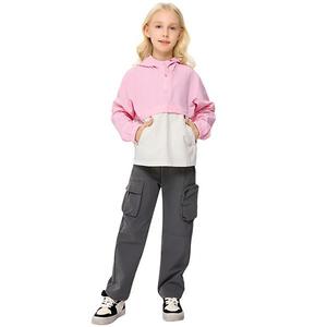 Детская худи-ветровка с капюшоном, полумолнией и карманом-кенгуру Elitechoice, Pink