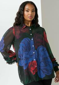 Блуза Yours Clothing Button-down blouse, Black