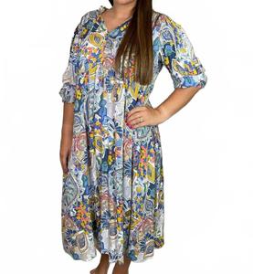 Принтованное макси-платье плюс сайз в синих оттенках Umgee