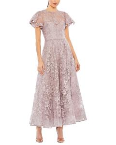 Mac Duggal Вышитое платье силуэта А-силуэт, фиолетовый