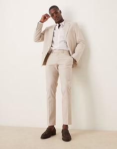 Узкие брюки из льняной смеси цвета «песок» Asos Design