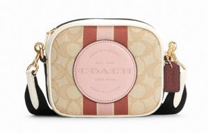 Кошелек Dempsey Sheepskin Маленький Квадратный Сумка Фотокамера Сумка Через Плечо Женский Хаки COACH