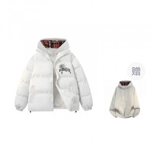 Пуховик Unisex Stand Collar утепленный стеганый HUANQIU, белый heather серый (with plaid sweatshirt)