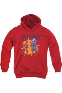 Супермен Молодежная Толстовка с Капюшоном Amazing Youth Gildan, красный
