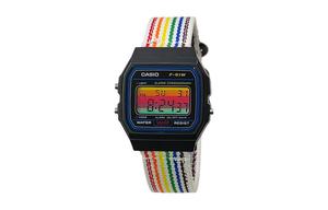 CASIO Мужские часы Retrofit Series с кварцевым механизмом и нейлоновым ремешком, черный циферблат