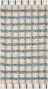 Ковер SAFAVIEH, 153 x 244 см, Cape Cod Collection, Turquoise & Natural, ручная работа, кисти из джута, идеален для помещений с высокой проходимостью в гостиной, спальне (CAP871K)