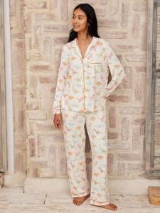 Пижамный комплект Plus Size с динозаврами Chelsea Peers, Off White/Multi