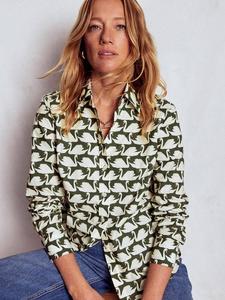 Сирена хлопковая рубашка с длинным рукавом и принтом animal print Boden