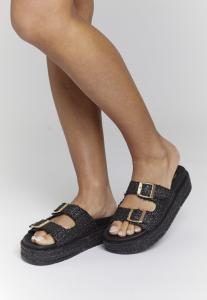 Мюли на каблуке DOUBLE BUCKLE South Beach, черный