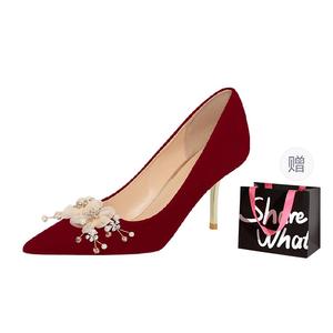 BIGTREE Женские туфли на высоком каблуке красные с подарочной сумкой, цвет Red+Shopping Bag