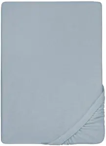 Простыня Biberna на подкладке "Пепе", мягкая махровая ткань стрейч 90-100х190-200 см, 1 шт., светло-синий