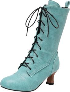 Женские элегантные короткие ботинки на шнуровке, ботильоны на среднем каблуке для стильного образа XIEPP, Green