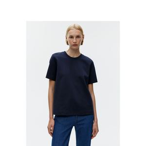 Футболка женская Arket с короткими рукавами и круглым вырезом, темно-синий