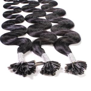 Накладные волосы bonding extensions echthaar #4/0 mittelbraun 1g Hair2Heart, 60cm, количество 25 шт.