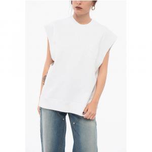 Свитшот без рукавов из начесаного хлопка с нашивкой-логотипом Stella Mccartney, White