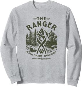Толстовка с серым принтом «Характеристики персонажа Рейнджера» из игры Dungeons & Dragons, серый
