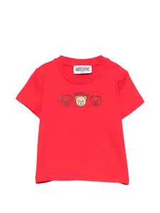 Футболка с принтом мишки Moschino Kids, красный
